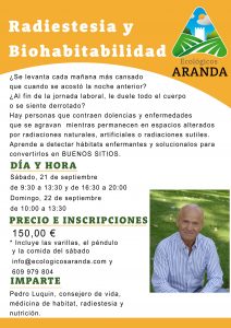 Cartel Curso Radiestesia y Biohabitabilidad - Noticias Ecológicos Aranda